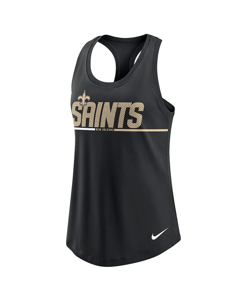 Women's Nike Black New Orleans Saints Team Name City Tri-Blend Racerback Tank Top
