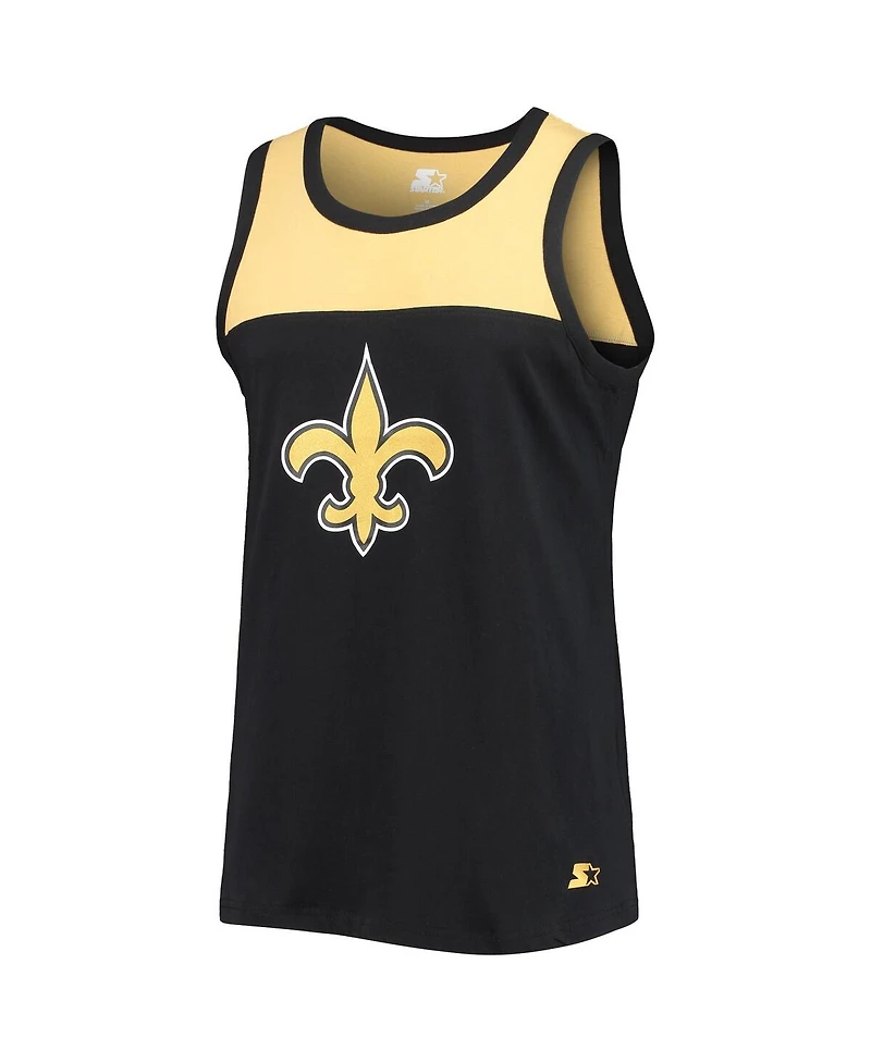 Men's Starter Black, Gold New Orleans Saints Team Touchdown Fashion Tank Top