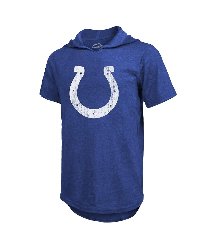 Men's Majestic Threads Matt Ryan Royal Indianapolis Colts Player Name & Number Short Sleeve Hoodie T-shirt