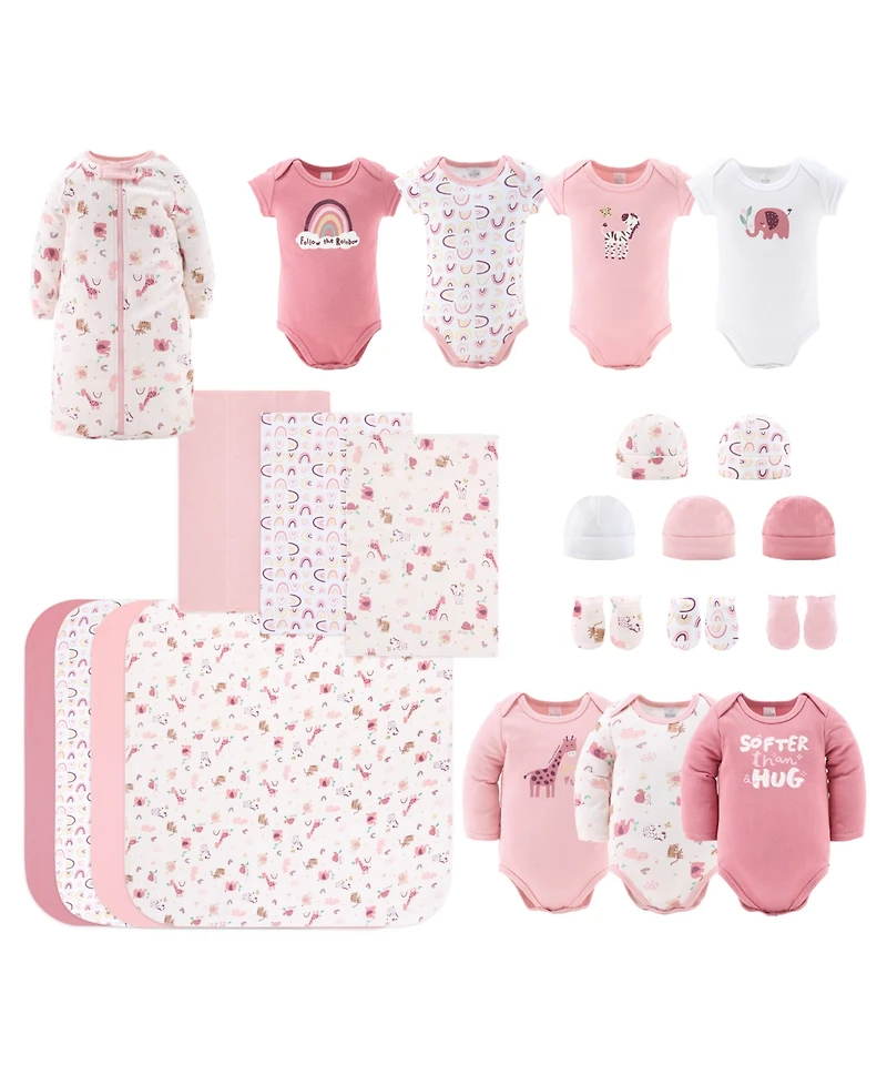 The Peanutshell Baby Girls Newborn Shower Gift Set Layette Essentials, Pink