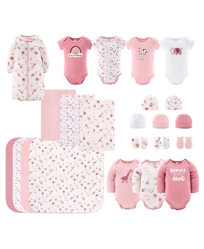 The Peanutshell Baby Girls Newborn Shower Gift Set Layette Essentials, Pink