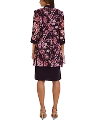 R & M Richards Women's Necklace Dress Foil-Print Jacket