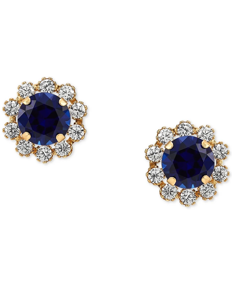 Lab-Grown Sapphire (1-1/5 ct. tw.) & Lab-Grown White Sapphire (5/8 ct. t.w.) Halo Stud Earrings in 14k Gold