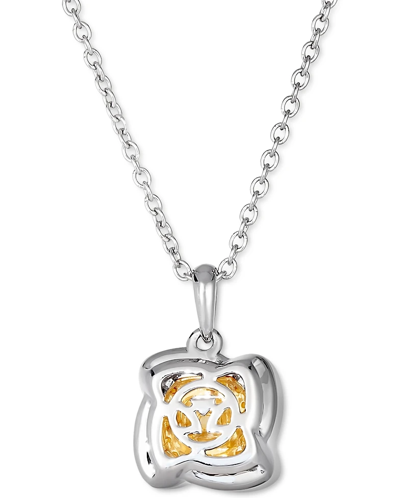Le Vian Sunny Yellow Diamond (1/4 ct. t.w.) & Vanilla Diamond (1/6 ct. t.w.) Double Halo 18" Pendant Necklace in Platinum & 14k Gold