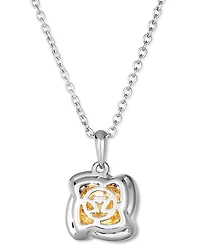 Le Vian Sunny Yellow Diamond (1/4 ct. t.w.) & Vanilla Diamond (1/6 ct. t.w.) Double Halo 18" Pendant Necklace in Platinum & 14k Gold