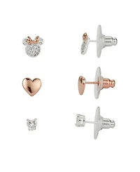 Disney Cubic Zirconia Minnie Mouse Earring (0.01 ct. t.w. / 0.43 ct. t.w.) in 14K Gold Flash Plated Set 3 Piece
