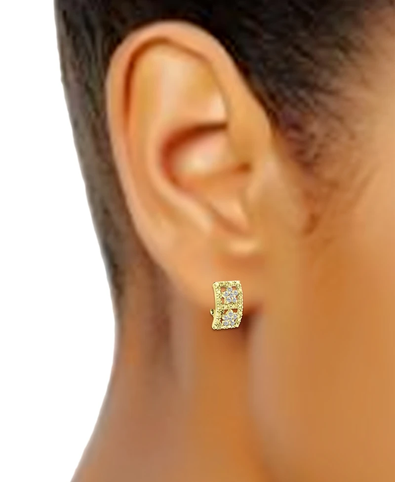 Giani Bernini Cubic Zirconia Open Rectangle Clip-On Stud Earrings in 18k Gold-Plated Sterling Silver, Created for Macy's