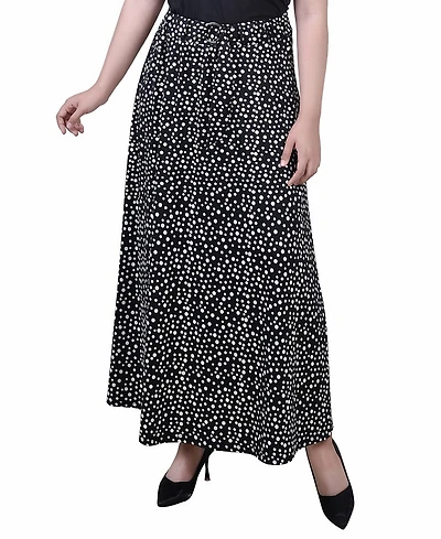 Ny Collection Petite Printed Belted Maxi Skirt