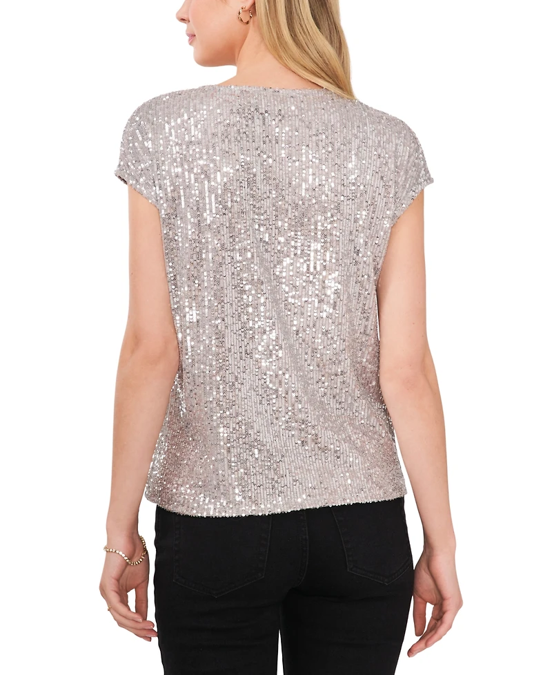 Vince Camuto Women's Sequined Dolman Sleeve V-Neck Blouse
