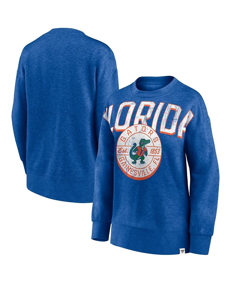 Women's Fanatics Heathered Royal Florida Gators Jump Distribution Pullover Sweatshirt