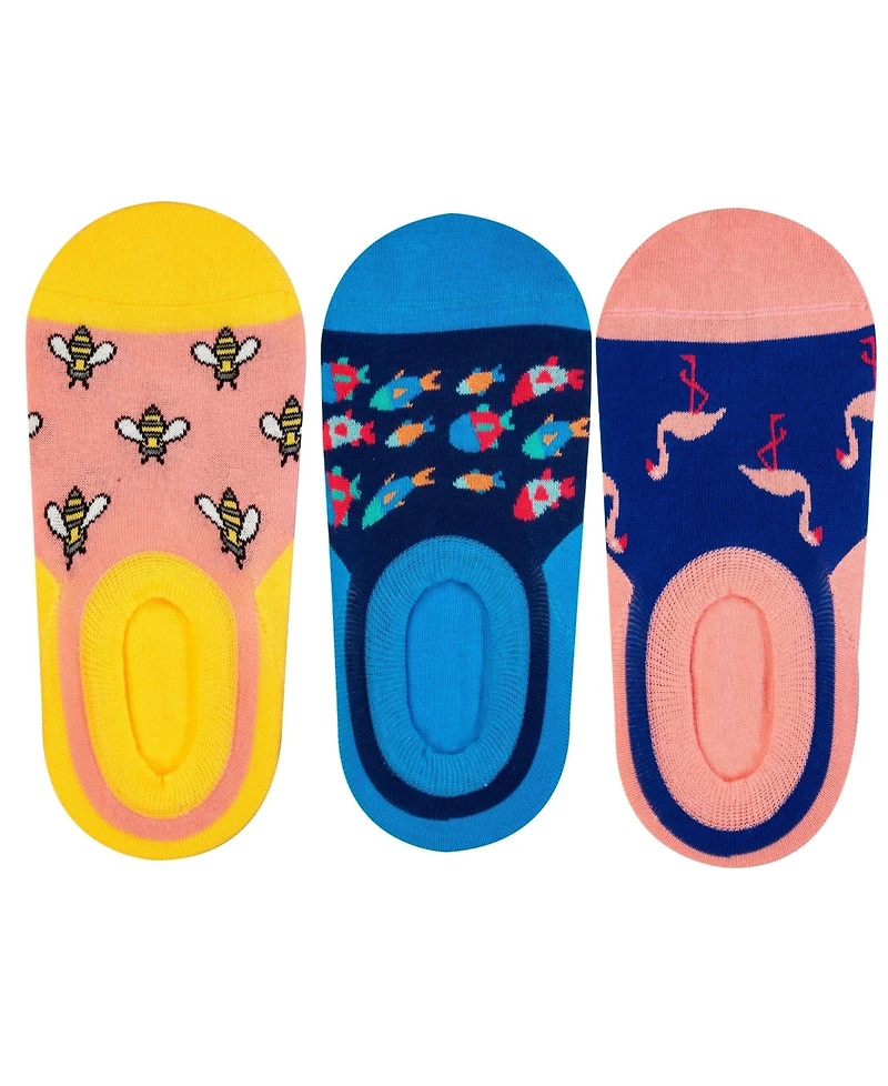 Love Sock Company Women's No-Show W-Cotton Novelty Socks with Seamless Toe, Pack of 3