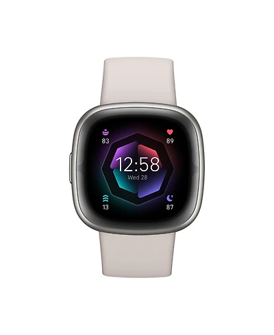 Fitbit Sense 2 Lunar White Platinum Smartwatch, 39mm