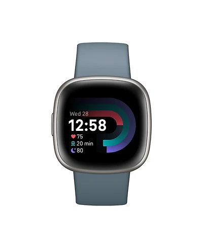 Fitbit Versa 4 Waterfall Blue Platinum Smartwatch, 39mm