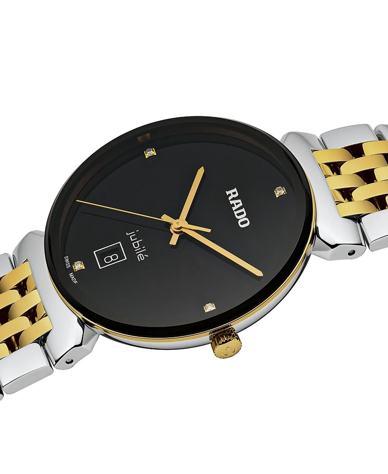Rado Women's Swiss Florence Classic Diamond Accent Two Tone Stainless Steel Bracelet Watch 38mm