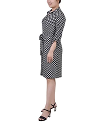 Ny Collection Petite 3/4-Sleeve Printed Shirt Dress