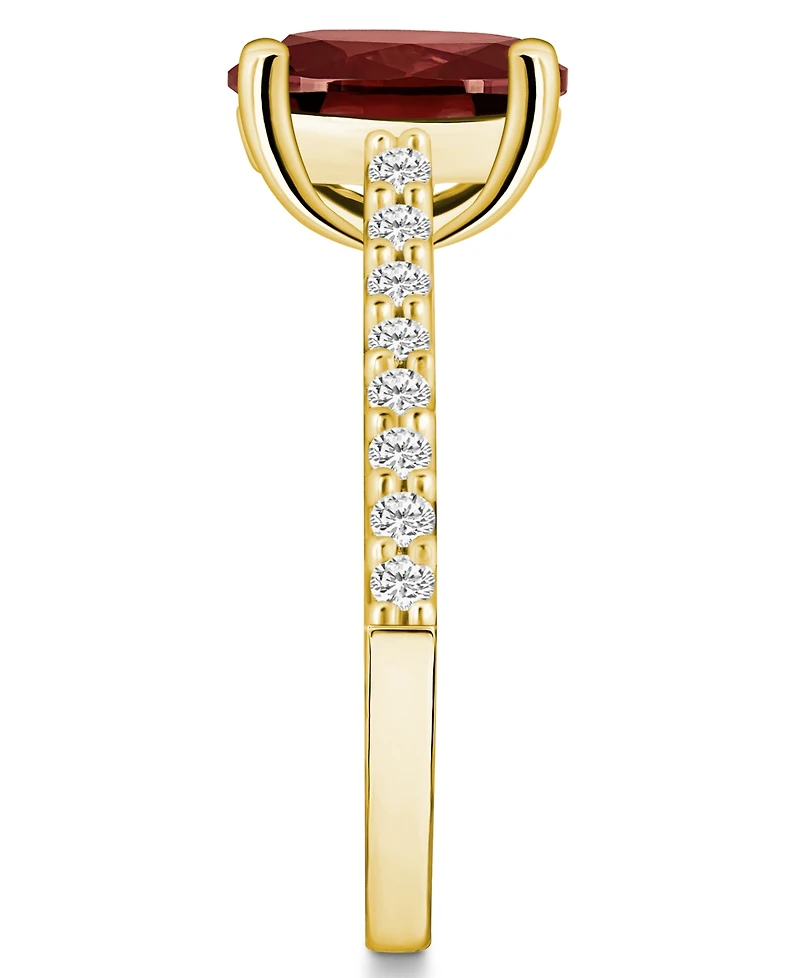 Macy's Garnet (3-1/10 ct. t.w.) and Diamond (1/4 Ring 14K Yellow Gold