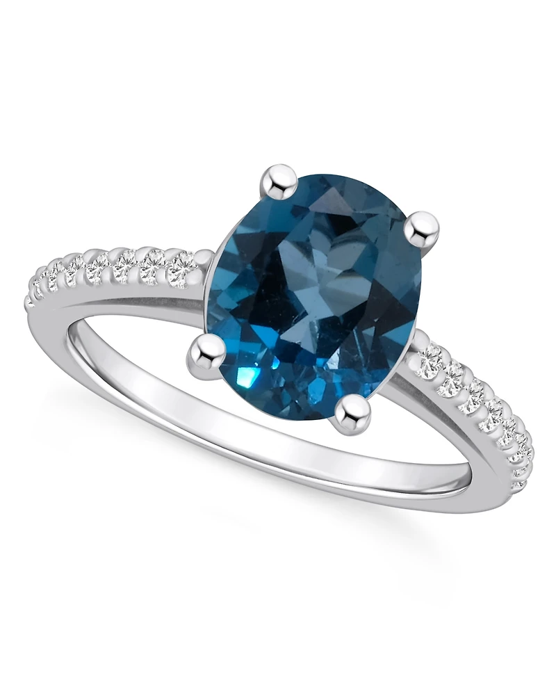 Macy's London Blue Topaz (3-5/8 ct. t.w.) and Diamond (1/4 Ring 14K White Gold