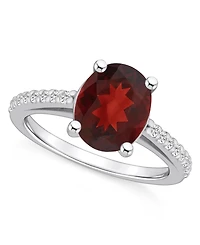 Macy's Garnet (3-1/10 ct. t.w.) and Diamond (1/4 Ring 14K White Gold