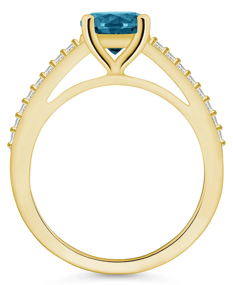 Macy's London Blue Topaz (1-5/8 ct. t.w.) and Diamond (1/6 Ring 14K Yellow Gold