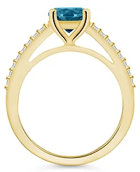 Macy's London Blue Topaz (1-5/8 ct. t.w.) and Diamond (1/6 Ring 14K Yellow Gold