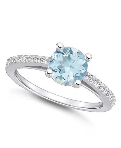 Macy's Aquamarine (1-1/4 ct. t.w.)and Diamond (1/6 t.w.) Ring 14K White Gold
