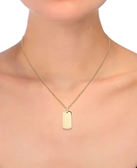 Polished Id Tag Pendant 18" Curb Link Chain Necklace in 10k Yellow Gold