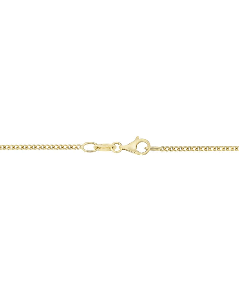 Polished Id Tag Pendant 18" Curb Link Chain Necklace in 10k Yellow Gold