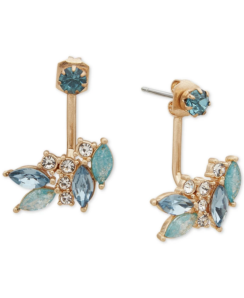 lonna & lilly Gold-Tone Cubic Zirconia & Crackled Stone Front-to-Back Earrings