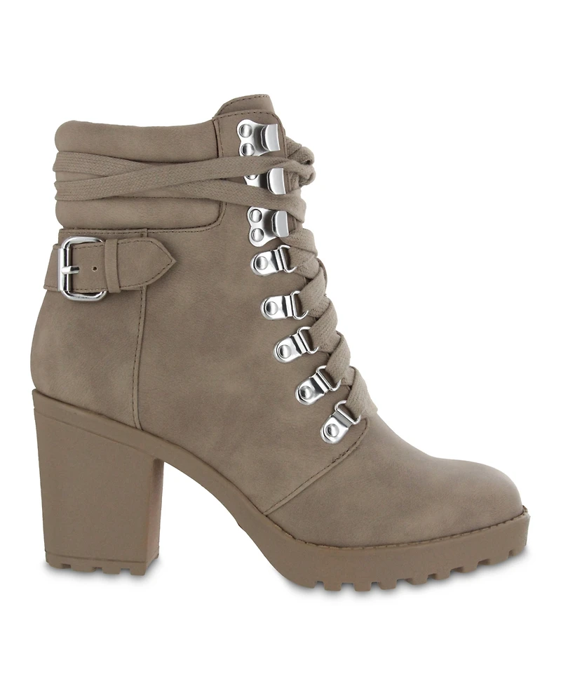 Mia Women's Annamaria Block Heel Lug Sole Biker Boots