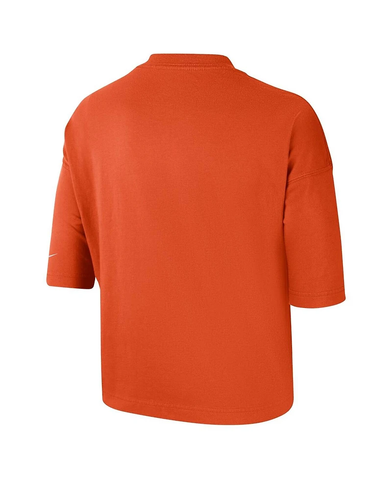 Women's Nike Orange Clemson Tigers Crop Performance T-shirt