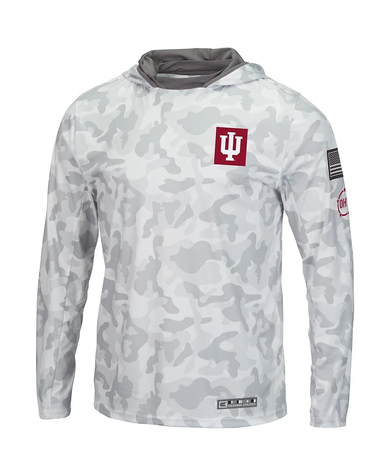 Men's Colosseum Arctic Camo Indiana Hoosiers Oht Military-Inspired Appreciation Long Sleeve Hoodie Top