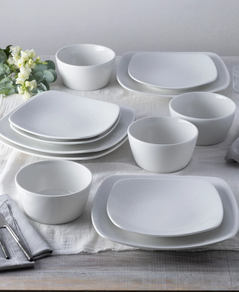 Colorscapes Swirl Square Set 12 Piece Dinnerware Set, Service For 4