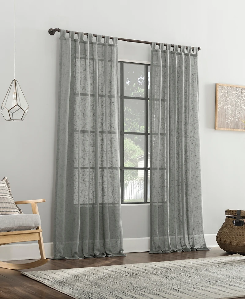 Burlap Weave Linen Blend Tab Top Curtain