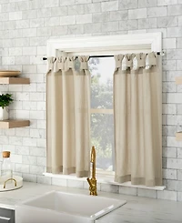Washed Cotton Twist Tab Cafe Curtain Pair