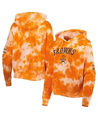 Women's New Era Orange Cleveland Browns Cloud Dye Fleece Pullover Hoodie