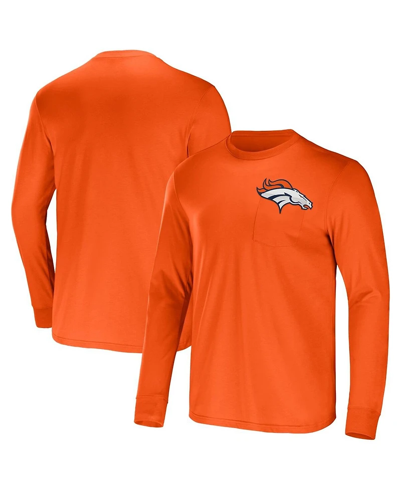 Men's Nfl x Darius Rucker Collection by Fanatics Orange Denver Broncos Team Long Sleeve T-shirt