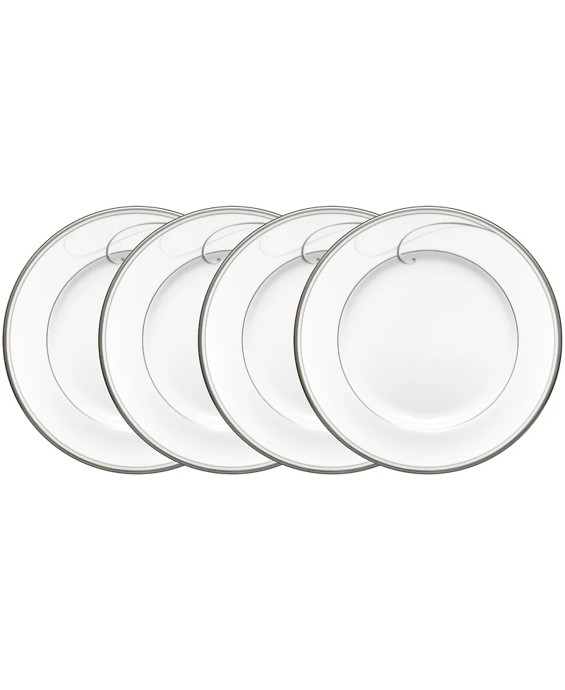 Noritake Platinum Wave Set of 4 Bread Butter and Appetizer Plates, Service For 4
