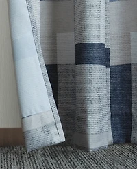 Valerie Blockade Geometric Blocks Semi-Sheer Grommet Curtain Panel