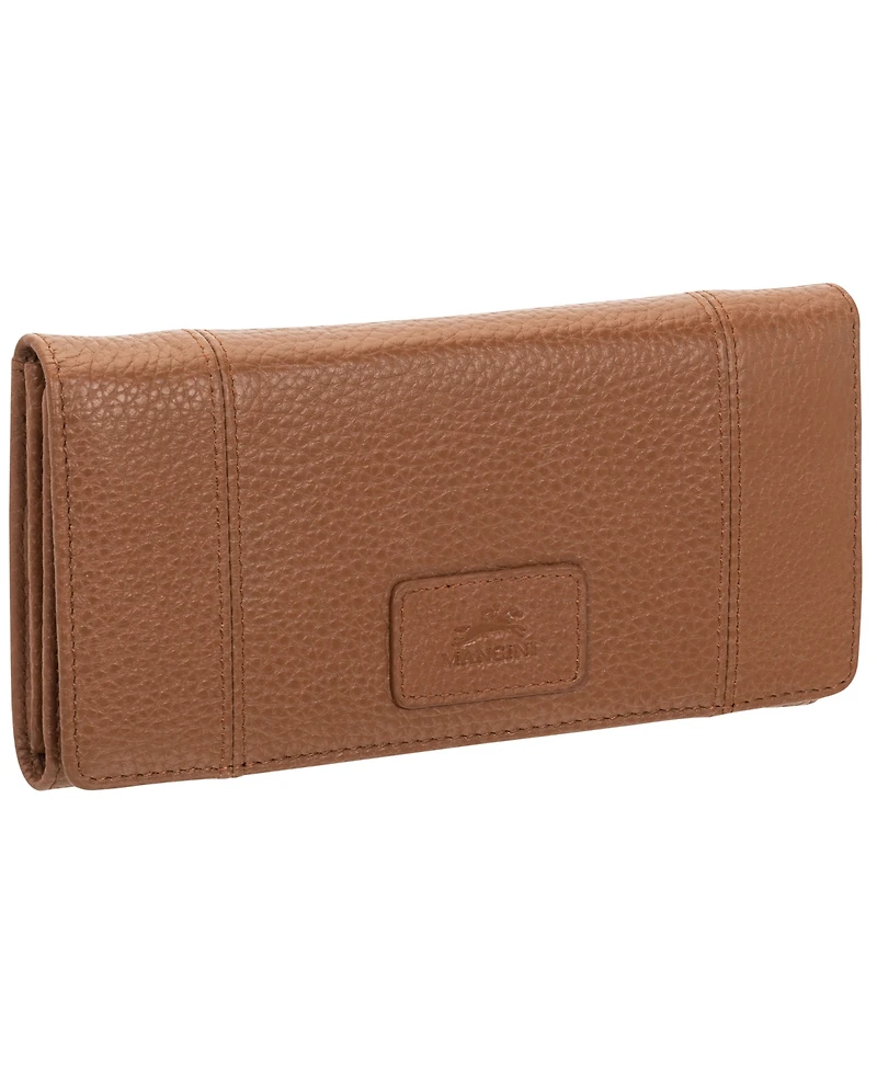Mancini Women's Pebbled Collection Rfid Secure Trifold Wallet