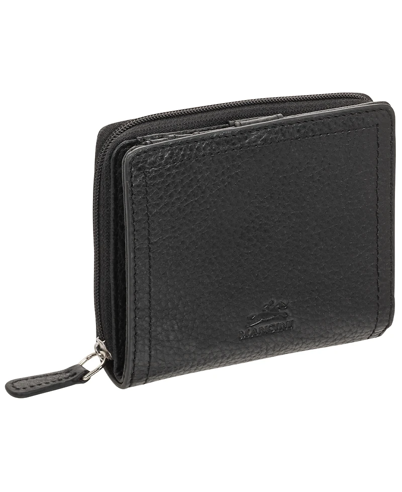 Mancini Women's Pebbled Collection Rfid Secure Mini Clutch Wallet