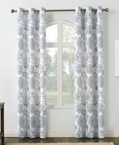 No. 918 Janelle Medallion Floral Semi Sheer Grommet Curtain Panel