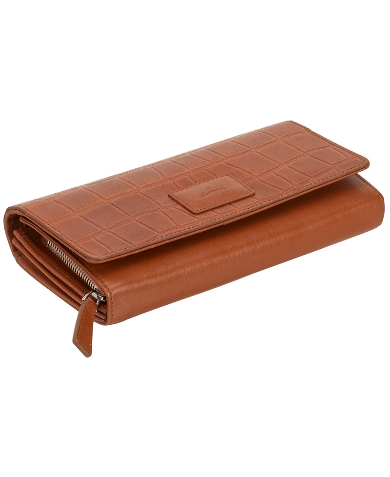 Mancini Women's Croco Collection Rfid Secure Clutch Wallet