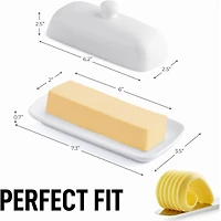 Zulay Kitchen Classic Style Porcelain White Butter Dish With Lid