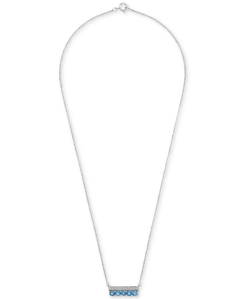 Amethyst (3/4 ct. t.w.) & Diamond (1/10 Bar 17" Pendant Necklace Sterling Silver (Also Lab-grown White Sapphire, Pink Sapphi