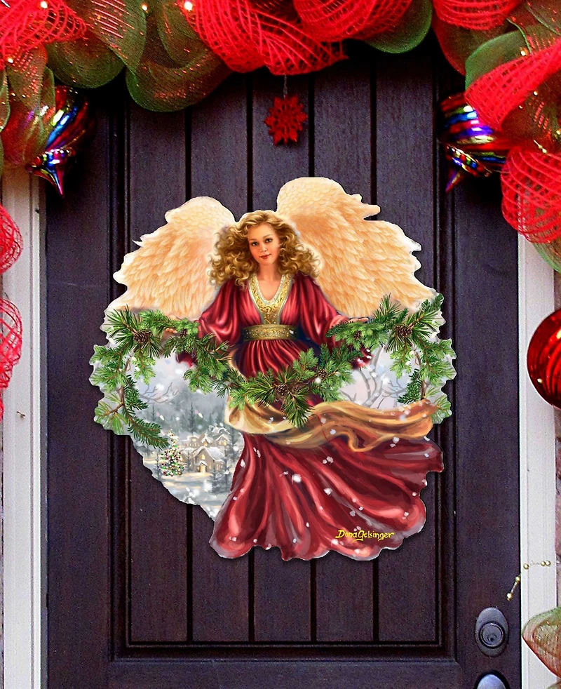 Designocracy Snowfall Angel Holiday Door Decor