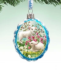 Designocracy Holiday Lambs Mercury Holiday Ornament