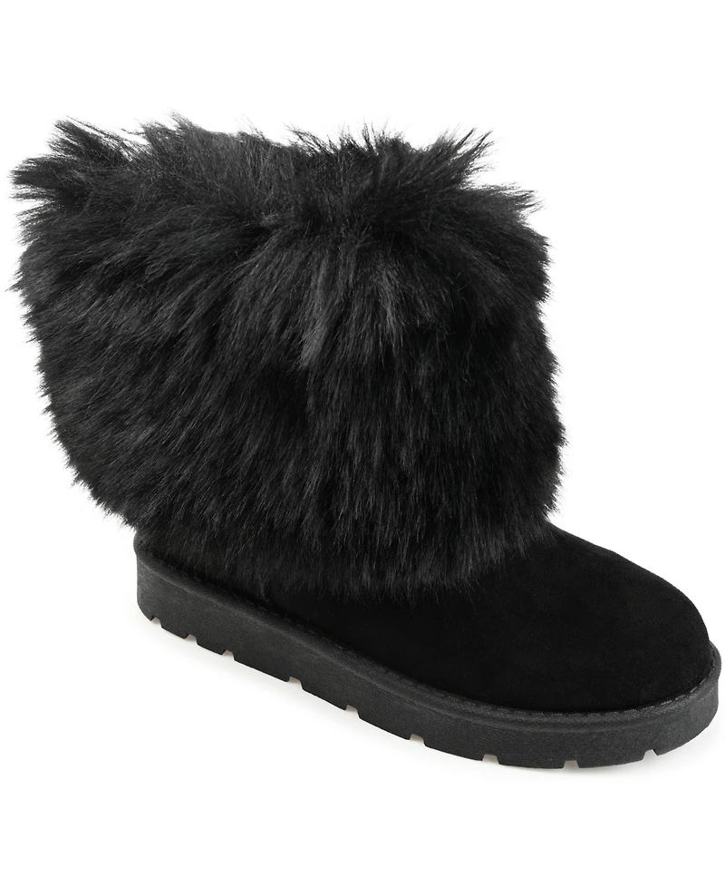 Journee Collection Women's Shanay Lug Sole Faux Fur Cold Weather Boots