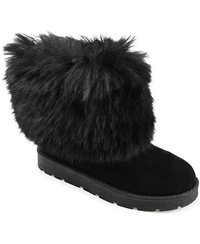 Journee Collection Women's Shanay Lug Sole Faux Fur Cold Weather Boots