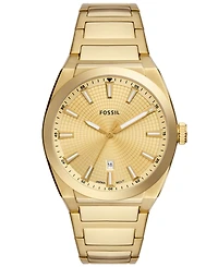 Fossil Men's Everett Three-Hand Date Gold-Tone Stainless Steel Bracelet Watch, 42mm
