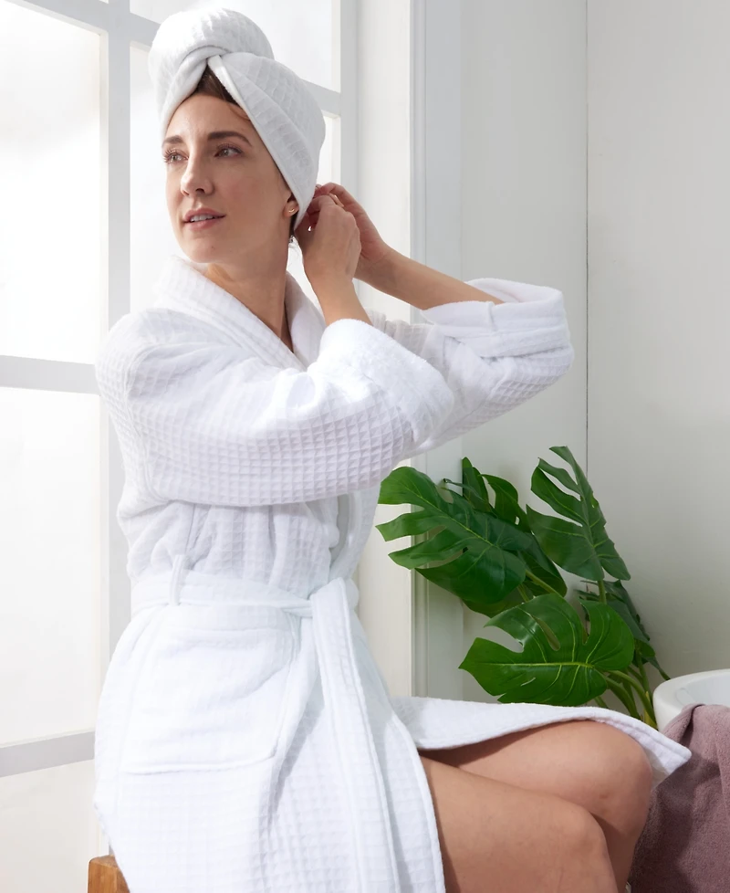 Uchino Waffle Twist Cotton Hair Towel, 10" x 26"